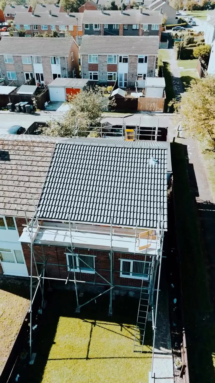 New Crest Double Pantiles in Anthracite on the Ramsey re-roof