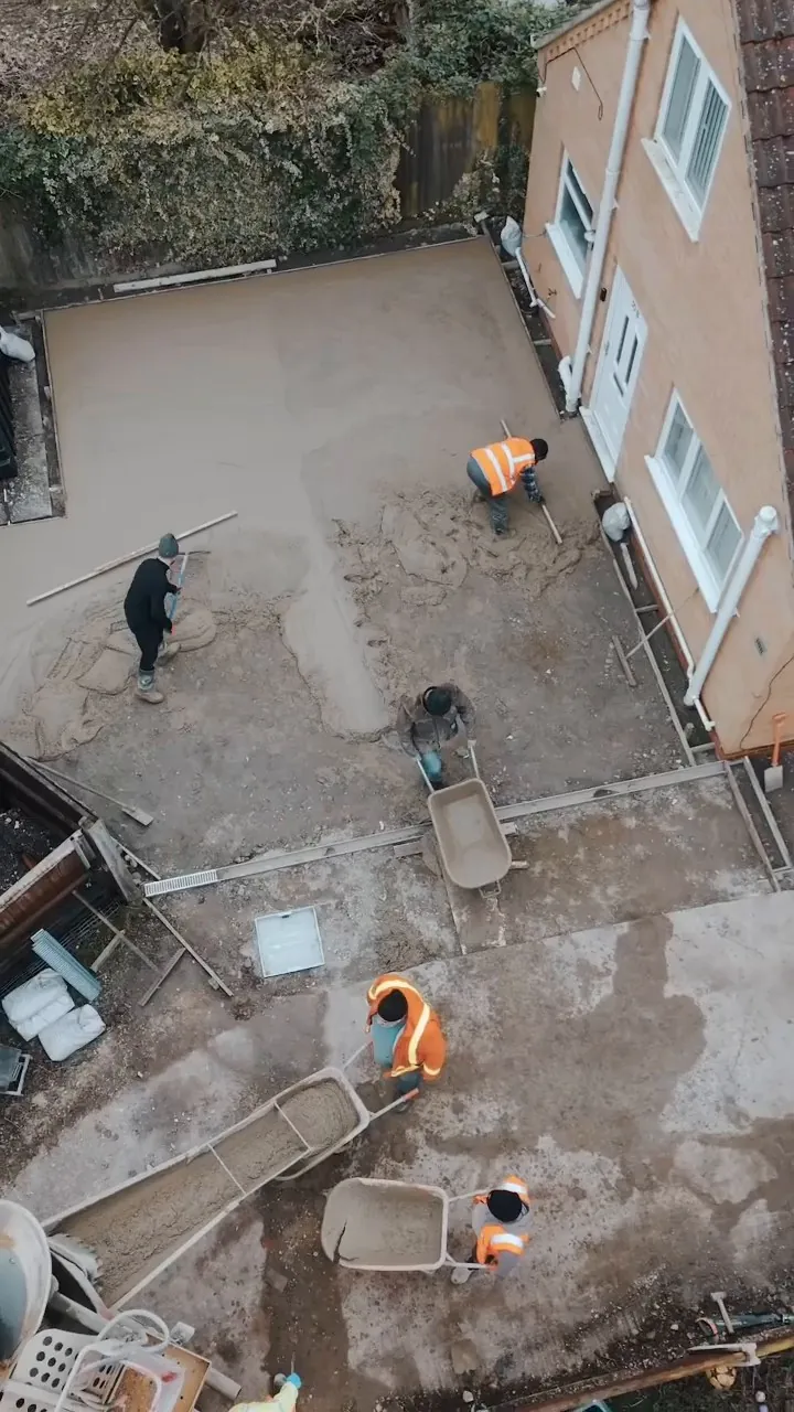 Concrete being laid for the driveway in Tydd St Giles