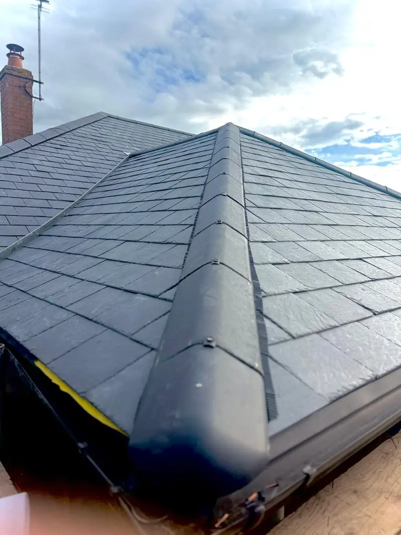 Dry-fix hip system close up on the Hallaton reroof