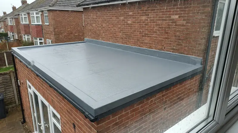 GRP fibreglass flat roof on a single storey brick extension