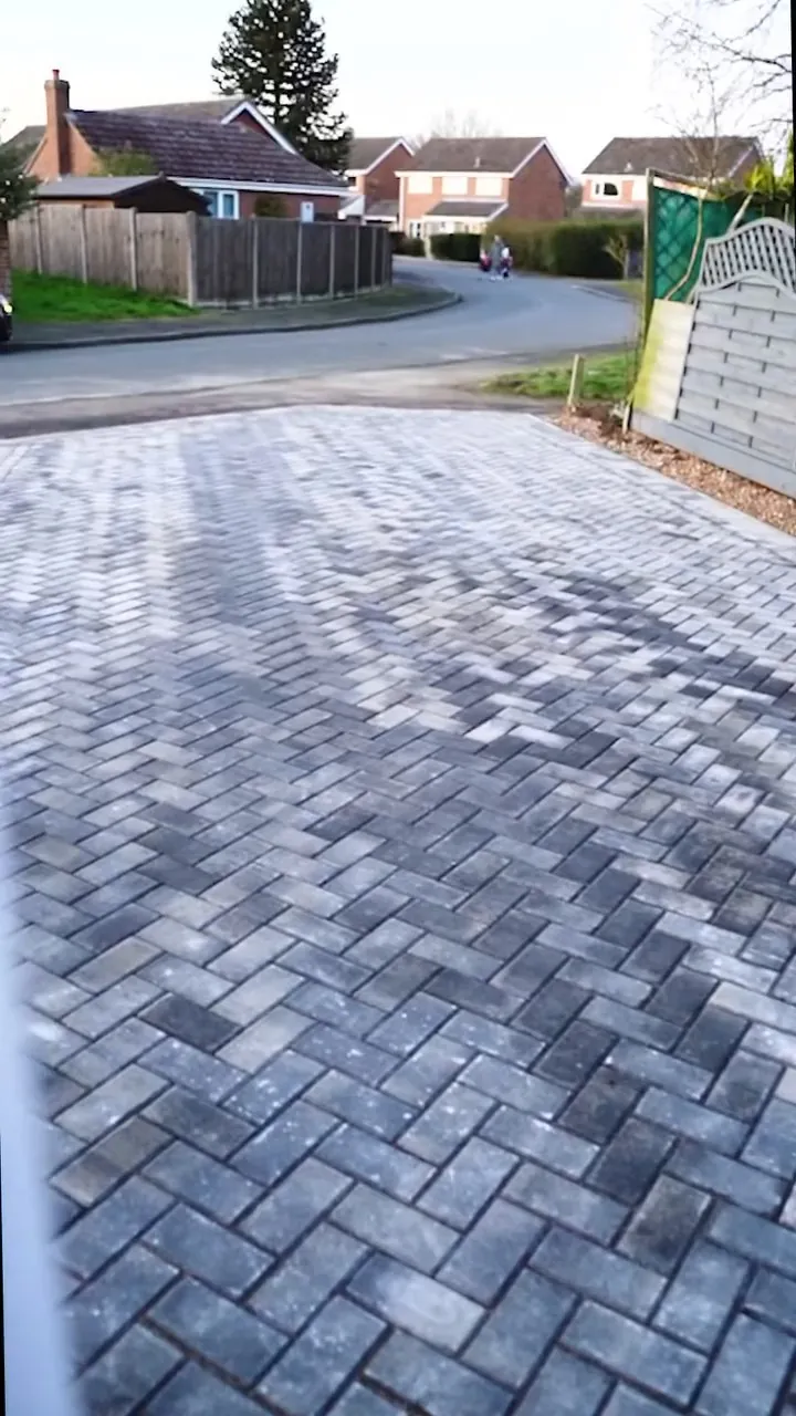 Herringbone block paving on the Attleborough driveway