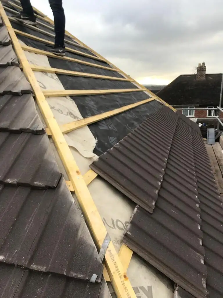 New roof in Wisbech, tiling in progress