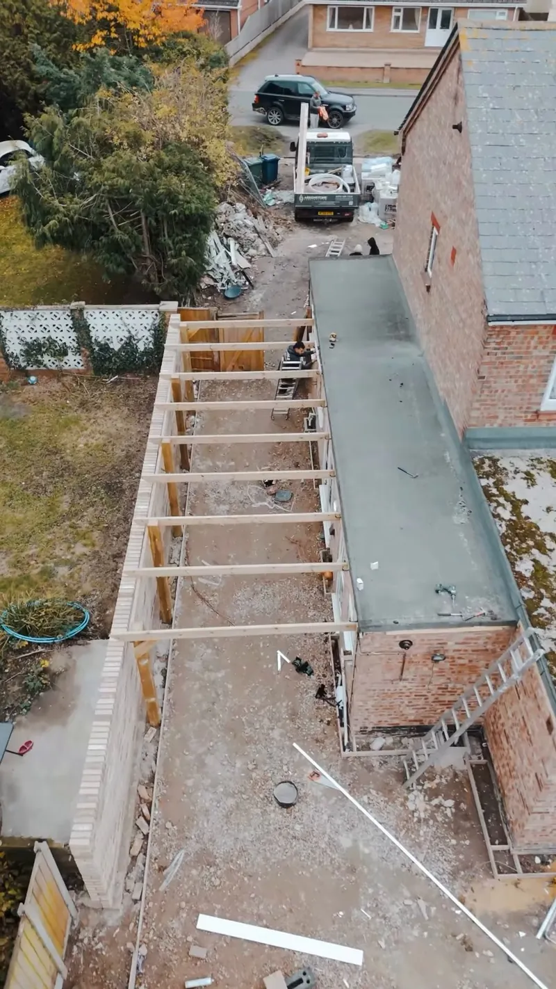 New pergola frame going up in a Wisbech back garden