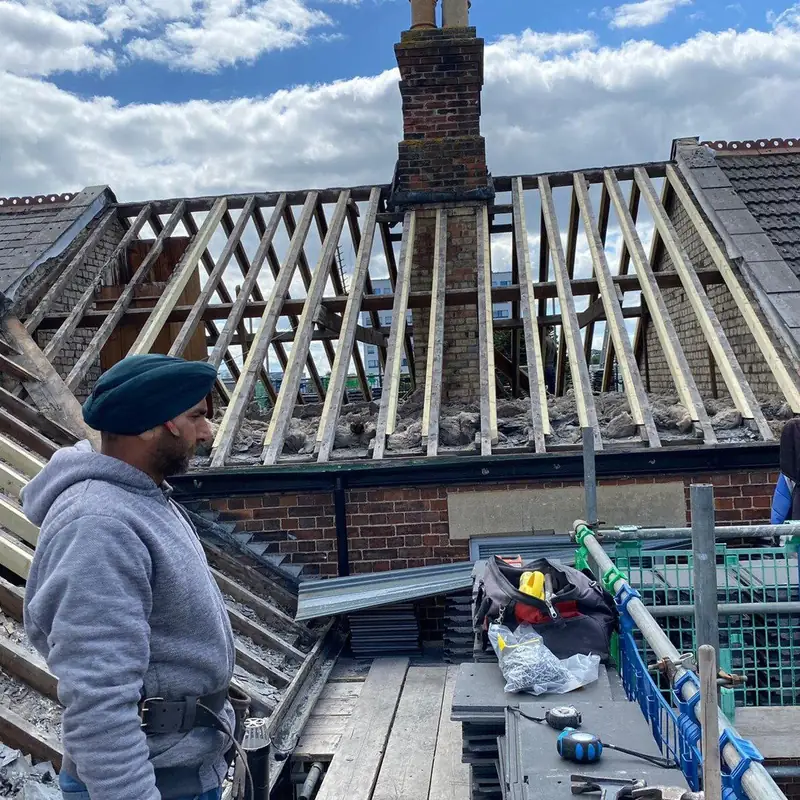 Re-roofing project in progress