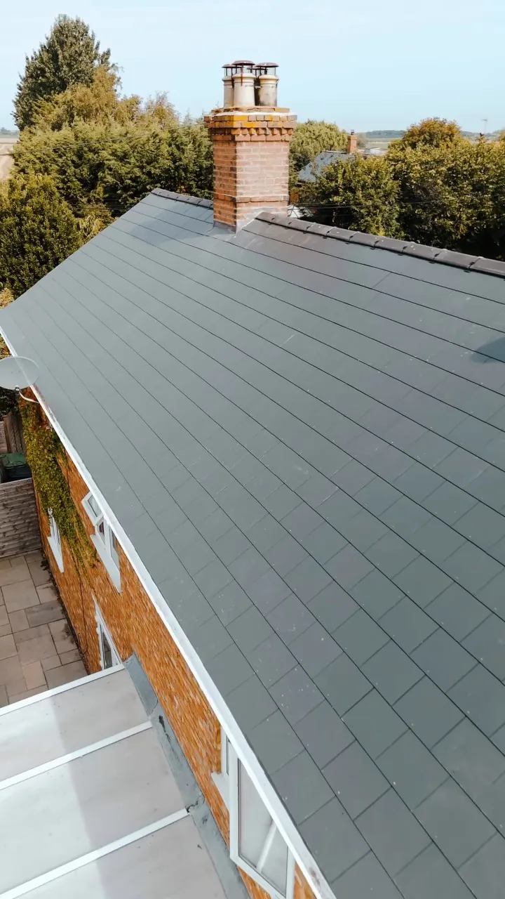 Finished alternative slate re-roof on a home in Downham Market