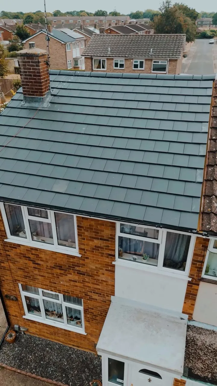 New roof on a Peterborough home photographed from above
