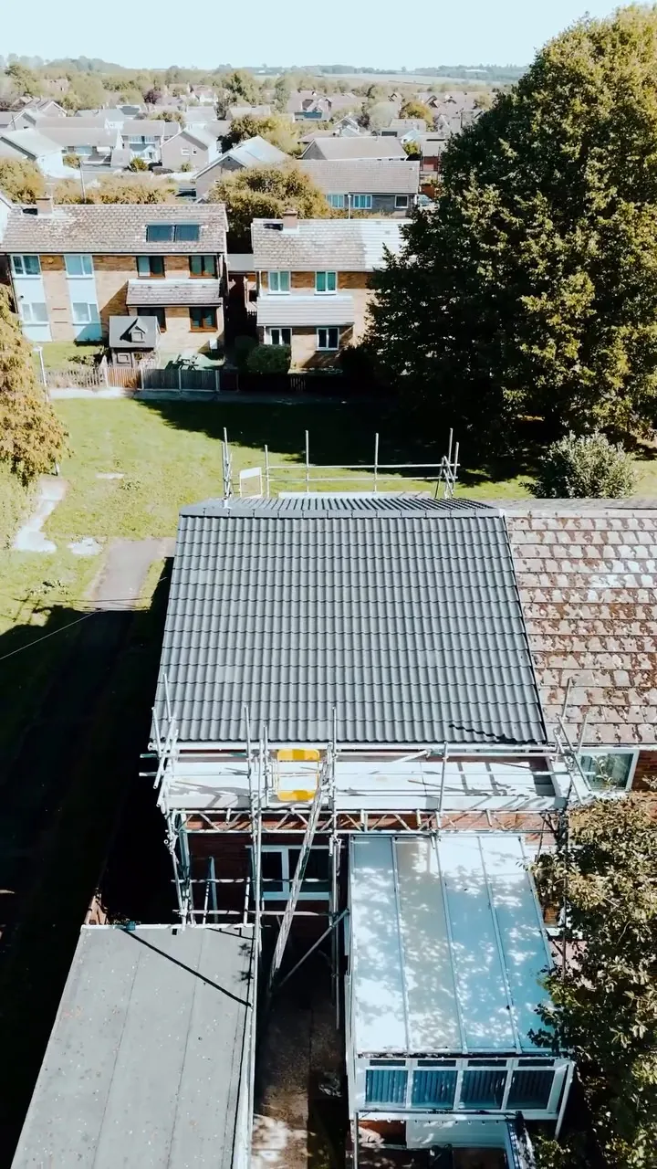 Completed Ramsey re-roof with scaffold still in place