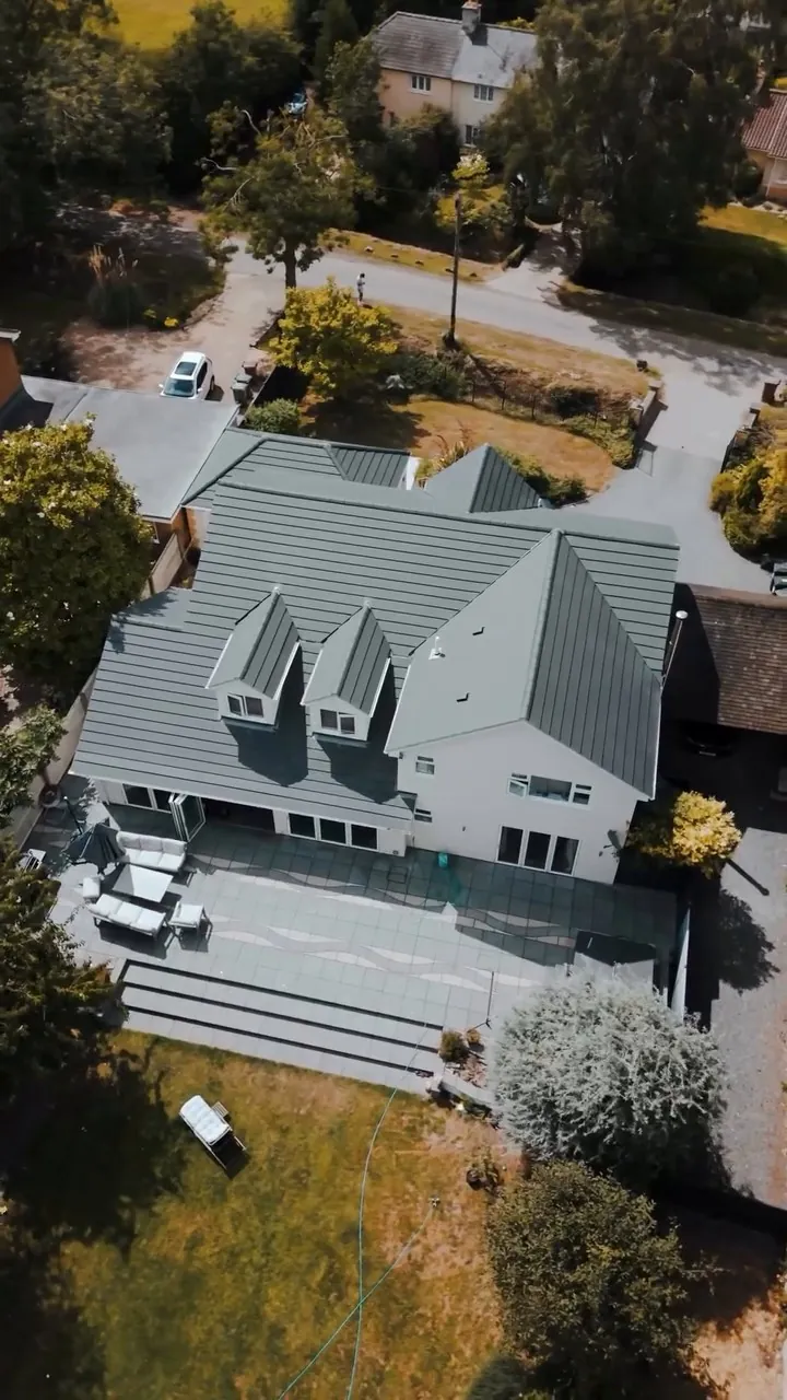 Drone view of the completed Planum roof in Stamford