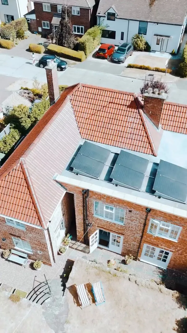 Finished red tiled roof seen from above in Stamford