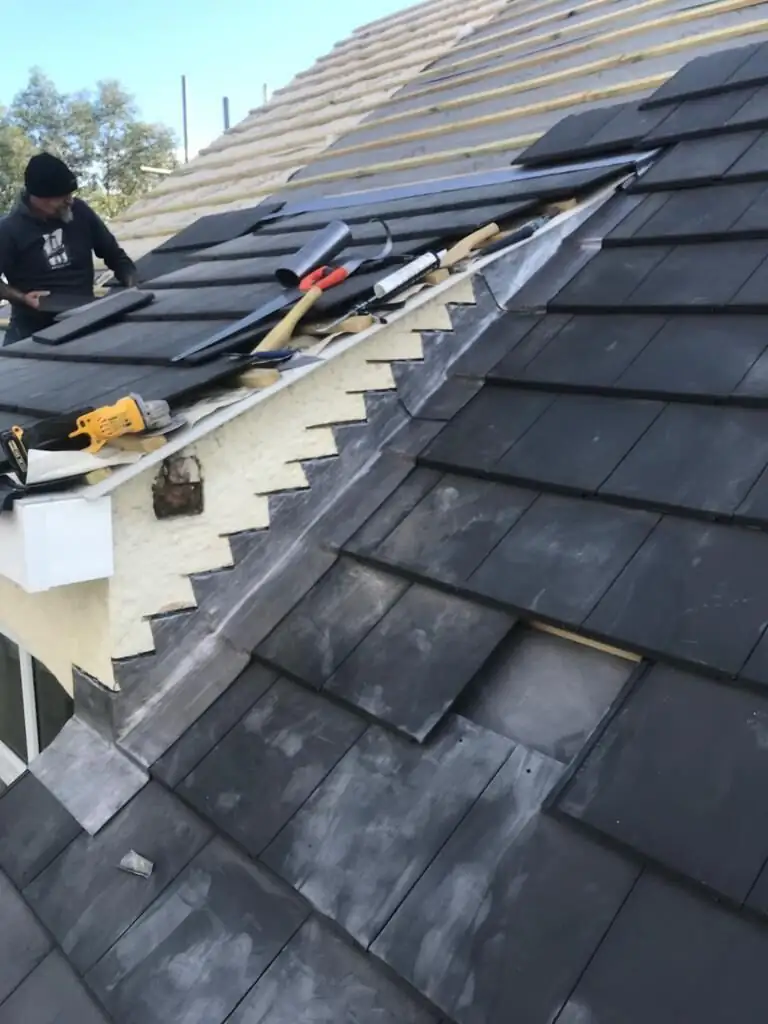 Roof replacement, mid-project