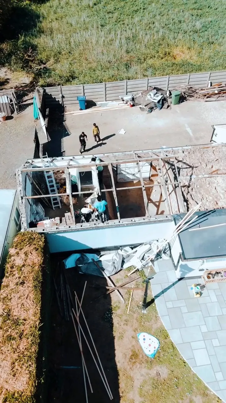 Old roof coming off during the March rebuild