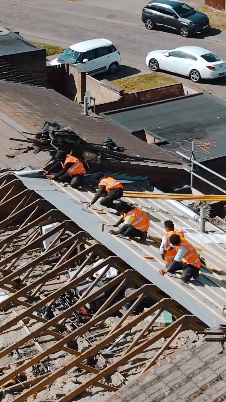 Our team battening the roof in Peterborough