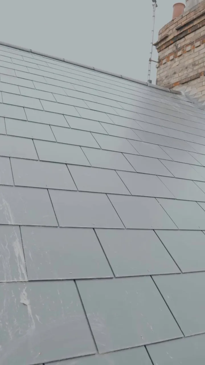 Completed slate roof on the Huntingdon terrace