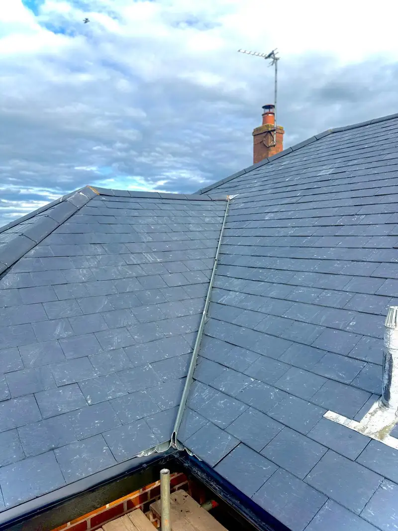 New valley detail on the re-slated roof in Hallaton, near Market Harborough