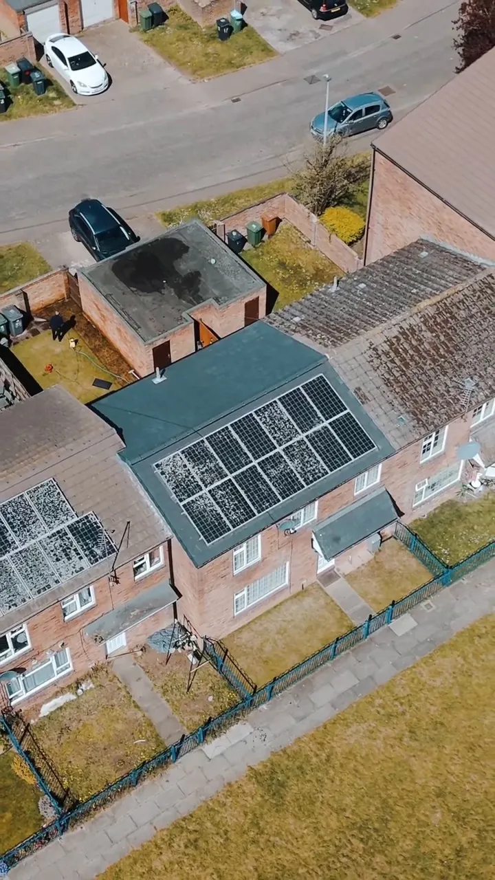 Solar panels fitted on the new roof in Peterborough