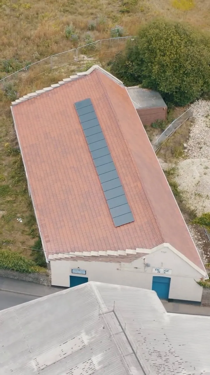 Solar panels on the new pantile roof at Stoke Ferry Village Hall